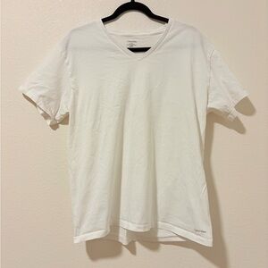 Calvin Klein Men's Size Large White V-Neck T-Shirt Logo Hem